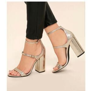 Steve Madden Parrson Gold Ankle Strap Heels Size 8.5